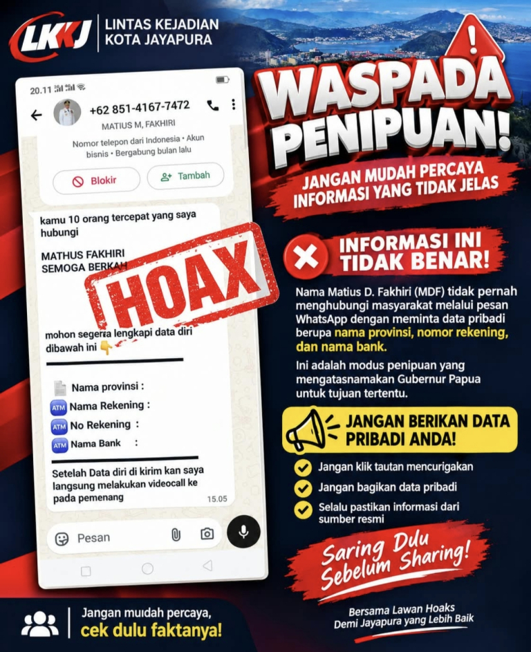 JBGP: Gubernur Papua Tidak Pernah Membagikan Hadiah Lewat Media Sosial, Itu HOAX..!